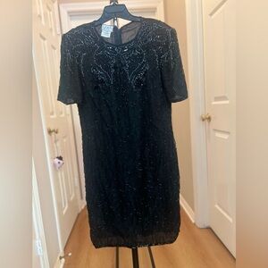 Elegant Black Beaded Women's Dress